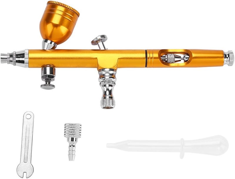 woobles 0.2mm Gravity Feed Airbrush Gun Spray Gun Art Tattoo Paint Nail Cake Decoration Tools(Gold) - Image 1